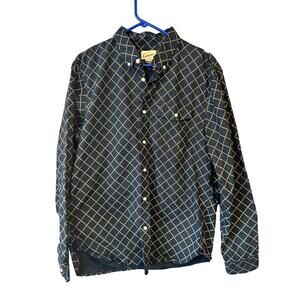 Canvas by Lands End blue print long sleeve button up shirt mens size large